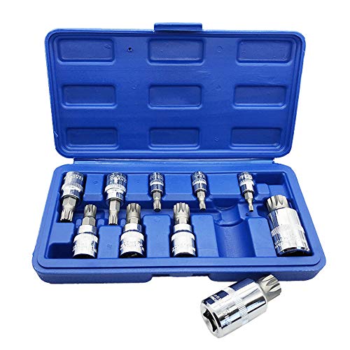  [AUSTRALIA] - XZN Triple Square Spline Bit Socket Set 12 Point Tamper Proof 1/2 1/4 and 3/8 Inch Drive,4mm-18mm,S2 Steel,10 Pieces