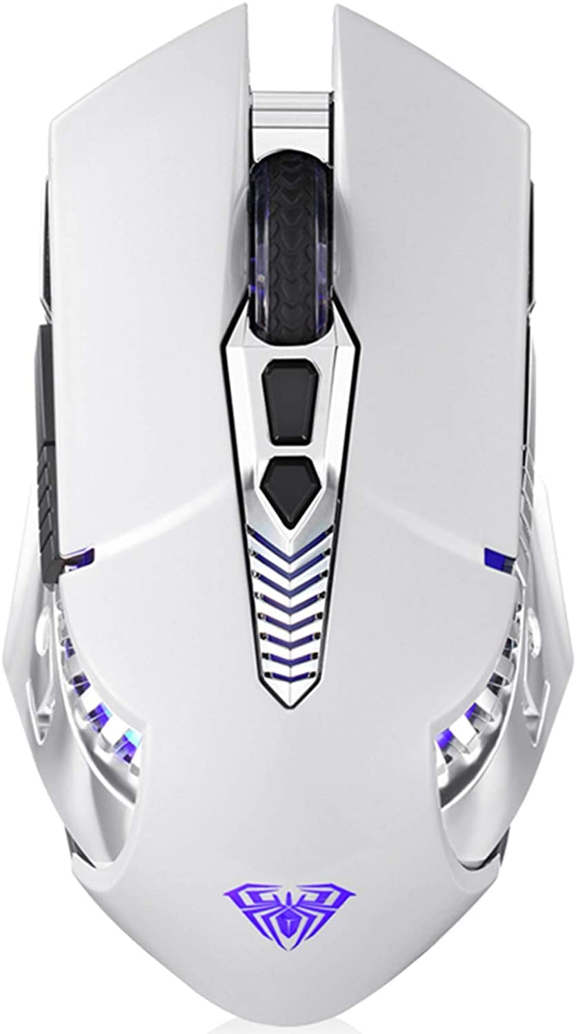  [AUSTRALIA] - Bluetooth Mouse, Rechargeable Wireless Gaming Mouse, 3 Modes(BT5.0, BT3.0 and USB), 7 Color RGB Mouse Ergonomic Computer Mice with 3 Adjustable DPI Levels, for PC Laptop Mac Chromebook Tablet - White SC200-White