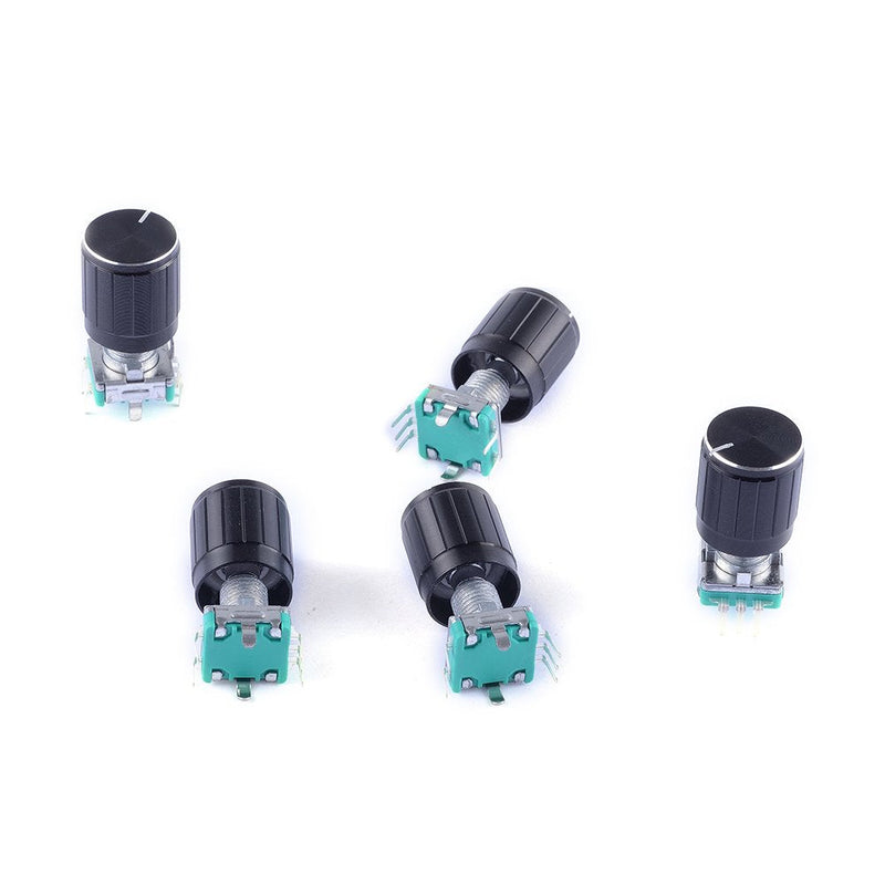  [AUSTRALIA] - Cylewet 5Pcs 360 Degree Rotary Encoder Code Switch Digital Potentiometer with Push Button 5 Pins and Knob Cap for Arduino (Pack of 5) CYT1100