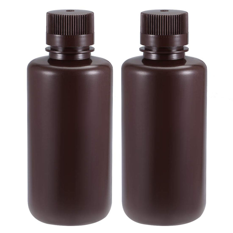  [AUSTRALIA] - uxcell Plastic Lab Chemical Reagent Bottle 500ml/16.9oz Small Mouth Sample Sealing Liquid Storage Container Brown 2pcs