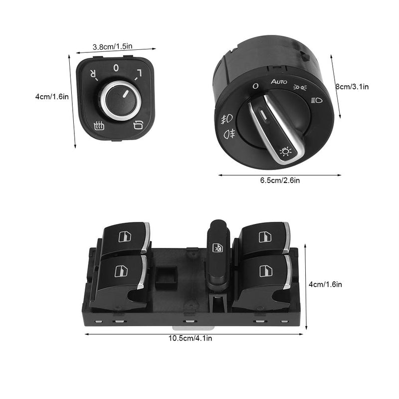 KIMISS 6Pcs Car Headlight Rearview Mirror Power Windows Switch Button Control for VW Passat CC Jetta - LeoForward Australia