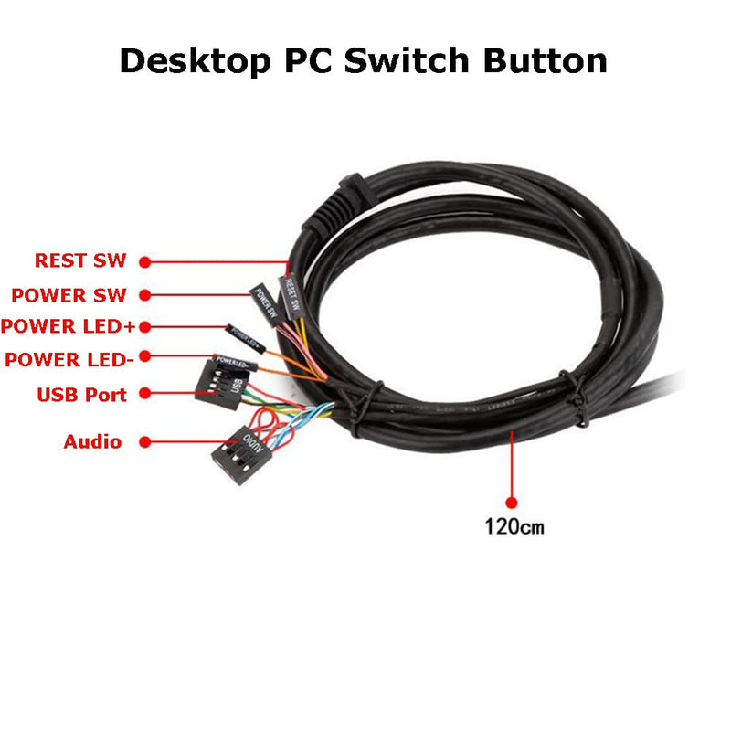  [AUSTRALIA] - Desktop PC Switch Button with Dual USB Ports Power Reset Button Audio Microphone Port Refit, Desktop Computer Case Motherboard Power Supply Reset HDD Button Switch PC Power Switch for Families/Company