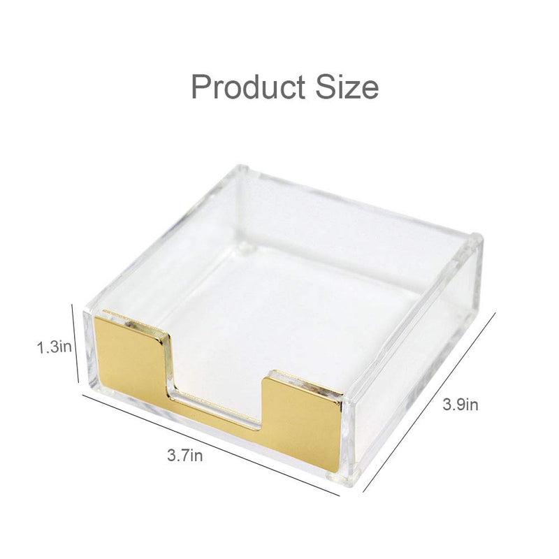 Buqoo Acrylic Sticky Notes Pad Holder Desktop Organizer 3.5x3.3 Inch Memo Holder for Office Home Desk Supplies(Gold) Gold - LeoForward Australia