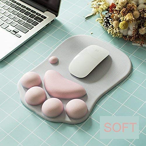 EasiCozi Cat Paw Mouse Pad with Wrist Support, Cartoon Cute Cats Paw Soft Silicone Rests Wrist Cushion Fashion Rest Comfort Mouse Pats (10.6×8.0) - LeoForward Australia