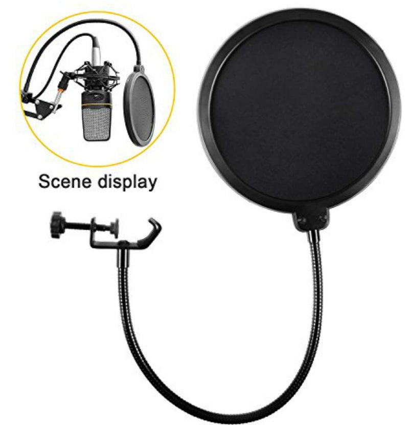  [AUSTRALIA] - Microphone Pop Filter For Blue Yeti and Any Other Microphone Dual Layered Wind Pop Screen With Flexible 360° Gooseneck Clip Stabilizing Arm By Earamble