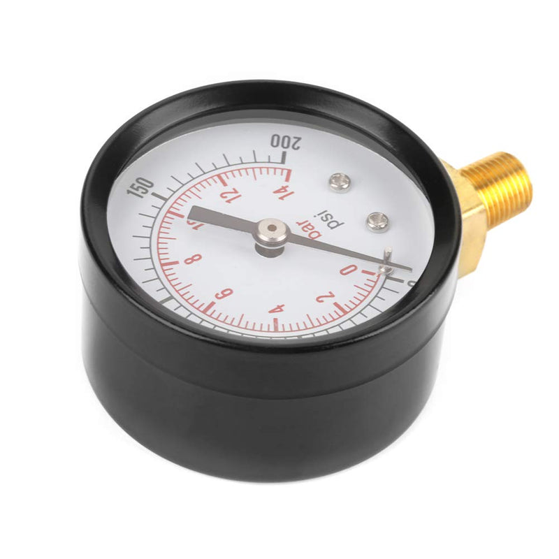  [AUSTRALIA] - LiebeWH Pressure Gauge Pressure Gauge, 0-200psi/0-14bar Base Entry Pressure Gauge NPT 1/8" for Water Air Oil