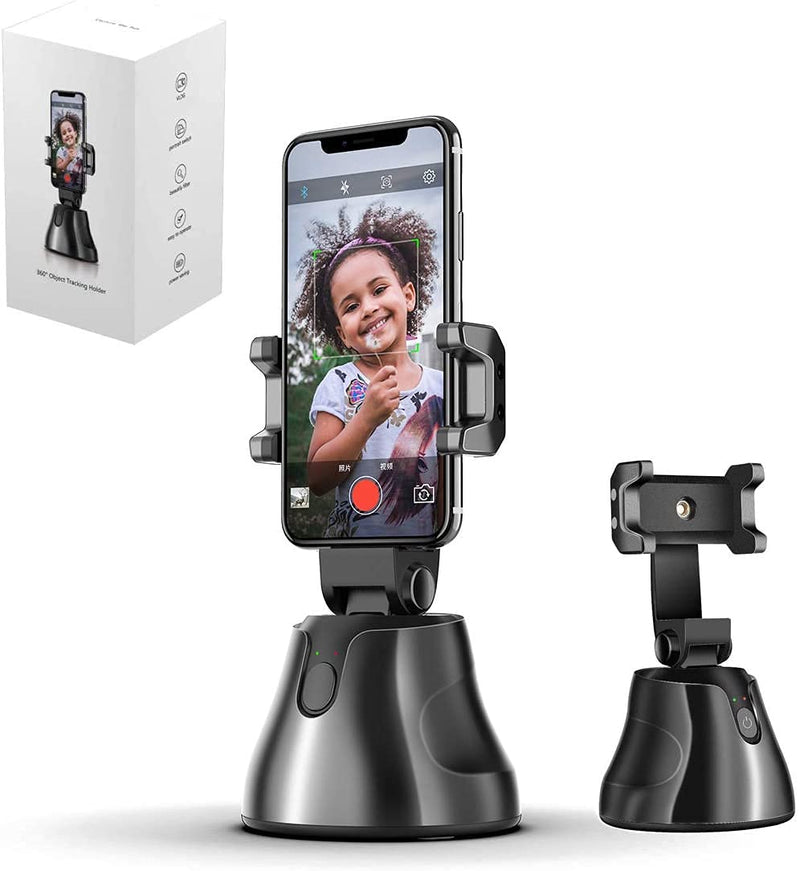  [AUSTRALIA] - 360 Rotation Auto Tracking Phone Holder Tripod Selfie Stick with Remote,Smart Following Face and Object Tracking Tripod Stand Phone Holder Mount (Black) black