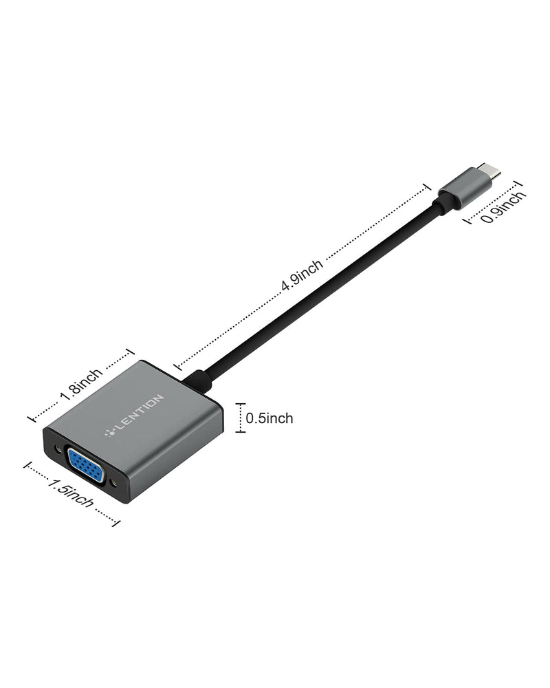 LENTION USB C to VGA Cable Adapter, Type C to VGA Monitor Converter Compatible 2021-2016 MacBook Pro 13/15/16, New Mac Air/Surface, MacBook 12, More, Stable Driver Certified (CB-1080VGA, Space Gray) - LeoForward Australia