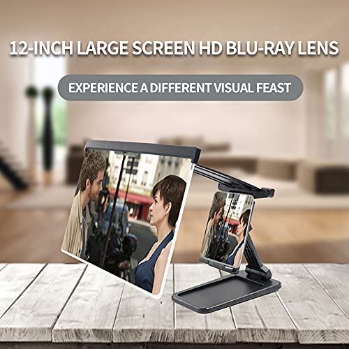  [AUSTRALIA] - 12" Screen Magnifier with Cell Phone Stand, Mobile Phone 3D HD Amplifier Projector Screen for Movies, Videos and Live Broadcast, Foldable Desktop Phone Stand Holder - Compatible with All Smartphones