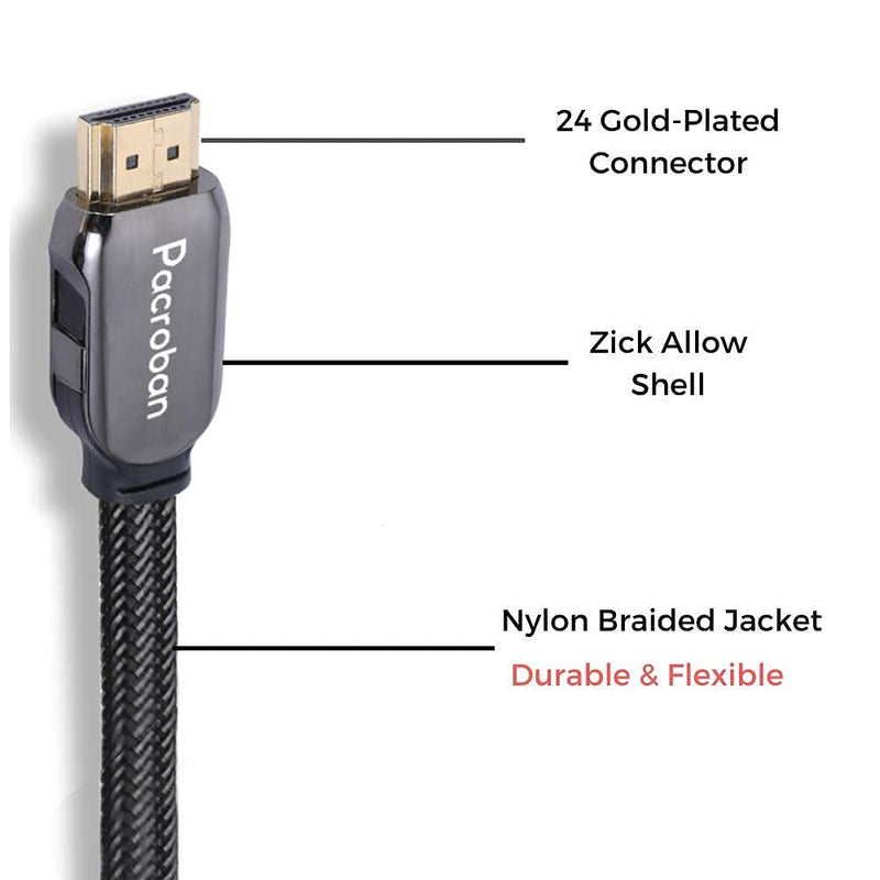  [AUSTRALIA] - Pacroban 8K HDMI 2.1 Braided Cable (30ft) CL3 Rated Supports 48Gbps Ultra High Speed, 10K 8K 5K 4K at 120Hz, 60Hz Dynamic HDR, Dolby Vision, Dolby Atmos, in-Wall Safe 1 30Ft