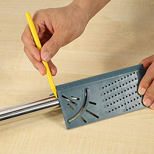 [AUSTRALIA] - 3D Mitre Angle Measuring Tool with Carpenter Pencil, 45 90 Degree Woodworking Square Size Measure Ruler, Angle Template Tool for Pipes,Woodworking Tools Multi Angle Measuring Ruler