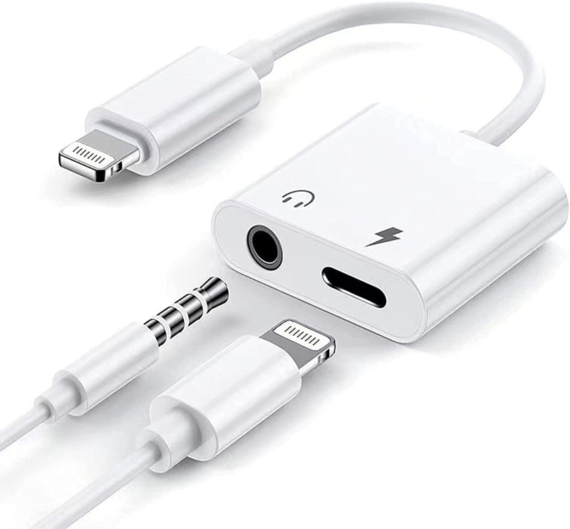  [AUSTRALIA] - [Apple MFi Certified]2 Pack esbeecables Headphone Adapter for iPhone, Lightning to 3.5mm Aux Audio Jack +Charger Dongle Splitter, Compatible with 13/12/SE/11/Xs/XR/X/8 7 Support All iOS&Volume Control 3.5mm Audio Jack & Lightning Port