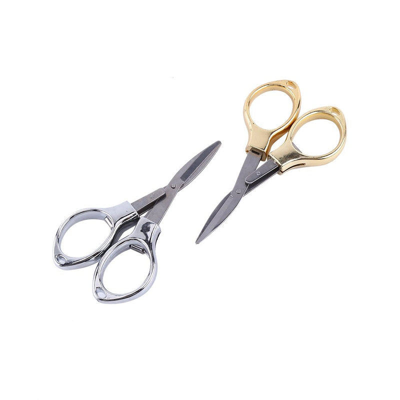  [AUSTRALIA] - Mini Folding Scissors Stainless Steel Cutter with Keyring Hole Glassess Shaped Scissors for Travel/ School/Office/Crafts/Home/Camping/ Manual Working(sliver)