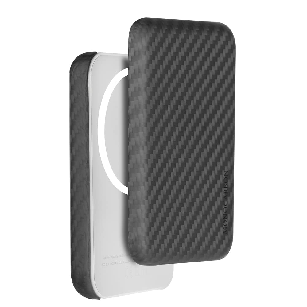  [AUSTRALIA] - MONOCARBON Real Carbon Fiber Case Compatible with Magsafe Battery Pack, Slim Ultra-Thin Shockproof Cover, Lightweighter Anti-Scratch Cover Case for Magsafe Portable Charger, Matte Finish.