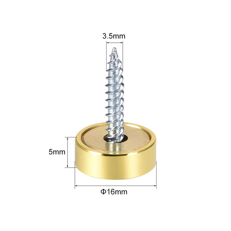  [AUSTRALIA] - uxcell Mirror Screws Decorative Cap Cover Nails Polished Gold 16mm 4pcs