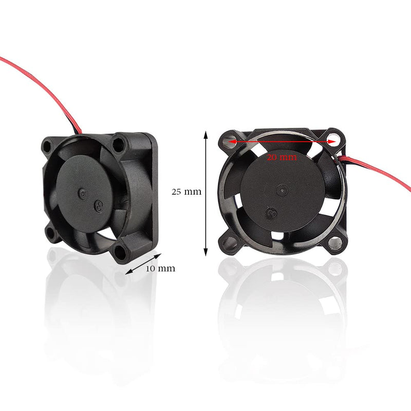  [AUSTRALIA] - Zittop 2 Pieces BXR 25mm X 25 X 10 Brushless Cooling Fan Small Micro Flow CFM 12v C11