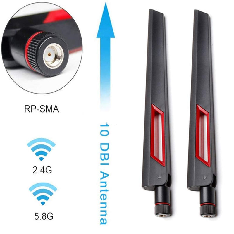 WiFi Antenna Dual Band 2.4GHz 5.8GHz 10 DBI RP-SMA Router for PCI-E WiFi Network Card USB Wireless Adapter Security IP Camera and ASUS RT-AC68u - LeoForward Australia