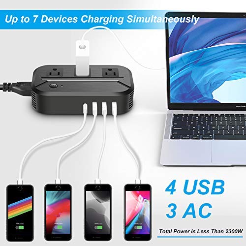  [AUSTRALIA] - Voltage Converter 2300W Power Step Down 220V to 110V Universal Travel Adapter Power Converter Power Transformer w/ 3 AC Outlets 3 USB Ports 1 Type-C Charging EU/UK/AU/US/IT/South Africa Black