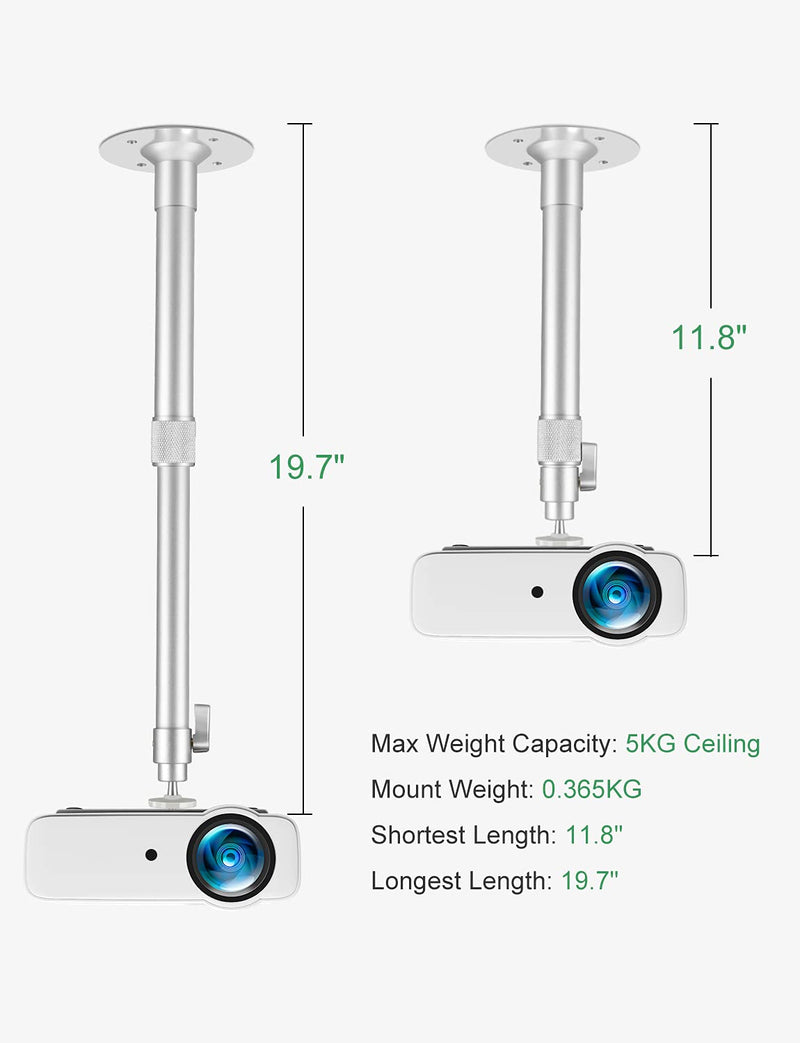  [AUSTRALIA] - Universal Extending Projector Ceiling Mount with Height Extendable Length Adjustable 360° for Different Projector, Digital Camera, Camcorder