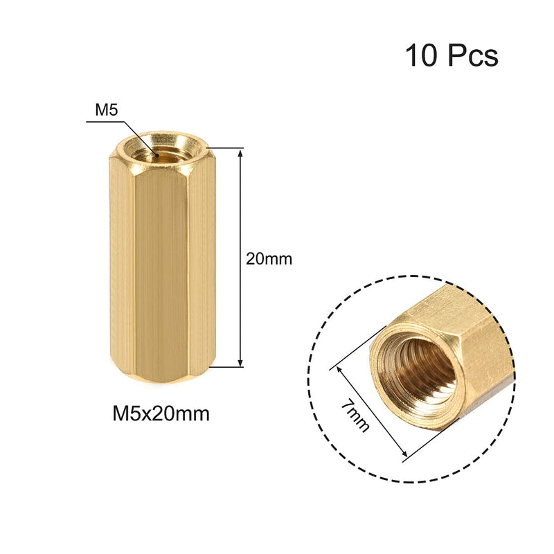 uxcell M5x20mm Female-Female Hex Brass PCB Motherboard Spacer Standoff for FPV Drone Quadcopter, Computer & Circuit Board 10pcs - LeoForward Australia