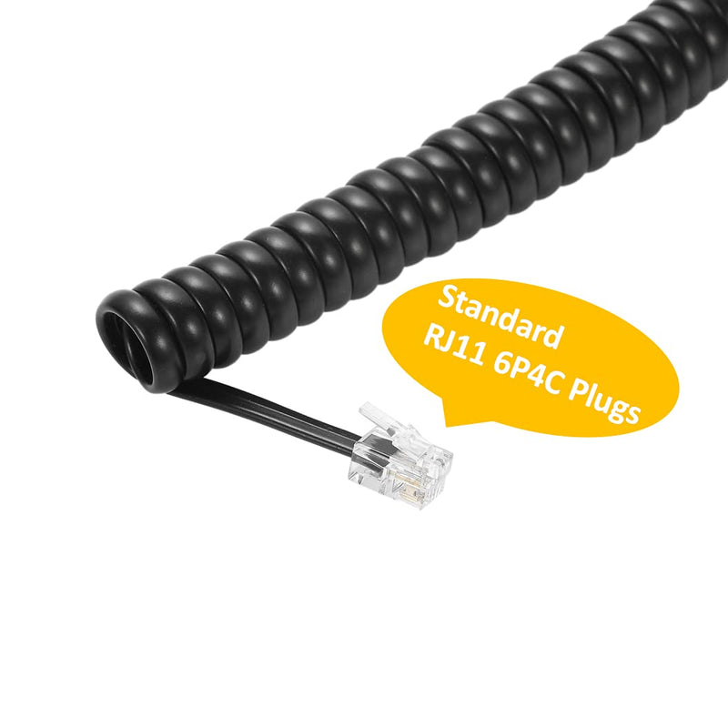  [AUSTRALIA] - Telephone Handset Cord, 8Ft Uncoiled / 1.4Ft Coiled Landline Phone Handset Cable 4P4C Telephone Accessory Black (5 Pack) 5 Pack