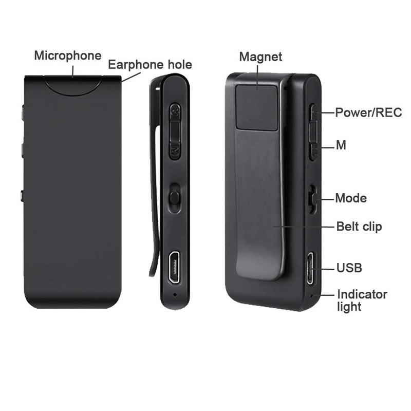 Mini Voice Recorder - Voice Activated Recording - 94 Hours Recordings Capacity - up to 30 Hours Battery Life - FM Radio and MP3 Playback with Belt and Magnet - LeoForward Australia