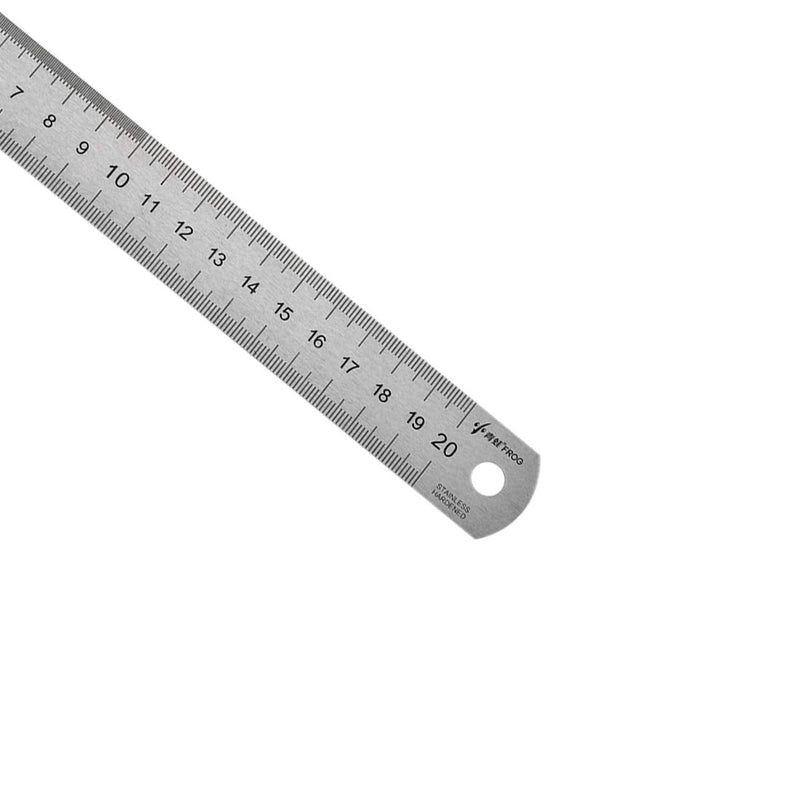  [AUSTRALIA] - uxcell Straight Ruler 20cm 8 Inch Metric Stainless Steel Measuring Tool with Hanging Hole 2pcs