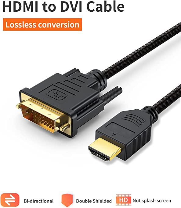  [AUSTRALIA] - CableCreation DVI to HDMI Cable 5ft, Bi-Directional Nylon Braid HDMI to DVI Cable Support 1080p, 24+1 HDMI Male to DVI Male for Monitor, HDTV, Projector