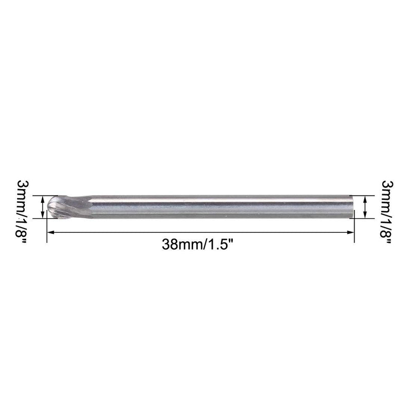 uxcell Tungsten Carbide Rotary Files 1/8" Shank, Single Cut Ball Shape Rotary Burrs Tool 3mm Dia, for Die Grinder Drill Bit Alloy Steel Hard Metal Carving Polishing, 2pcs - LeoForward Australia