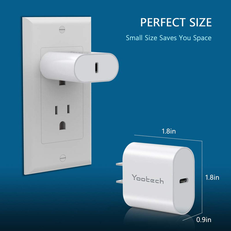  [AUSTRALIA] - [2-[2-Pack] USB C Charger, Yootech 20W USB C Wall Charger Block Compatible with iPhone 14/13/13 Mini/13 Pro/13 Pro Max/12 Series/11 Series/SE/MagSafe, Galaxy S21/S20,iPad Pro,AirPods Pro and More