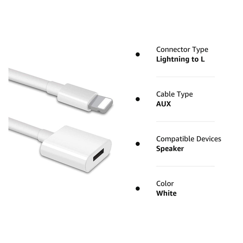  [AUSTRALIA] - DESOFICON iPhone Charger Extension Cable Compatible with iPhone/iPad, Extender Dock Cable for Male to Female Cable Extension Adapter Pass Video, Data, Audio(6.6FT/2M White)