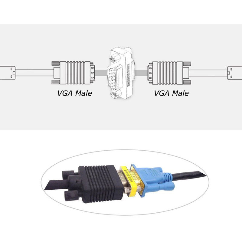 SVGA Connector, WOVTE DB HD New 15 VGA SVGA KVM Female to Female Gender Changer Adapter Coupler Pack of 2 2Packs - LeoForward Australia