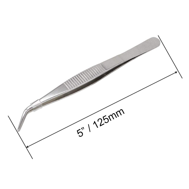  [AUSTRALIA] - VictorsHome 5 Inch Stainless Steel Tweezers with Curved Serrated Tip Multipurpose Forceps for Craft Repairing 2 Pack