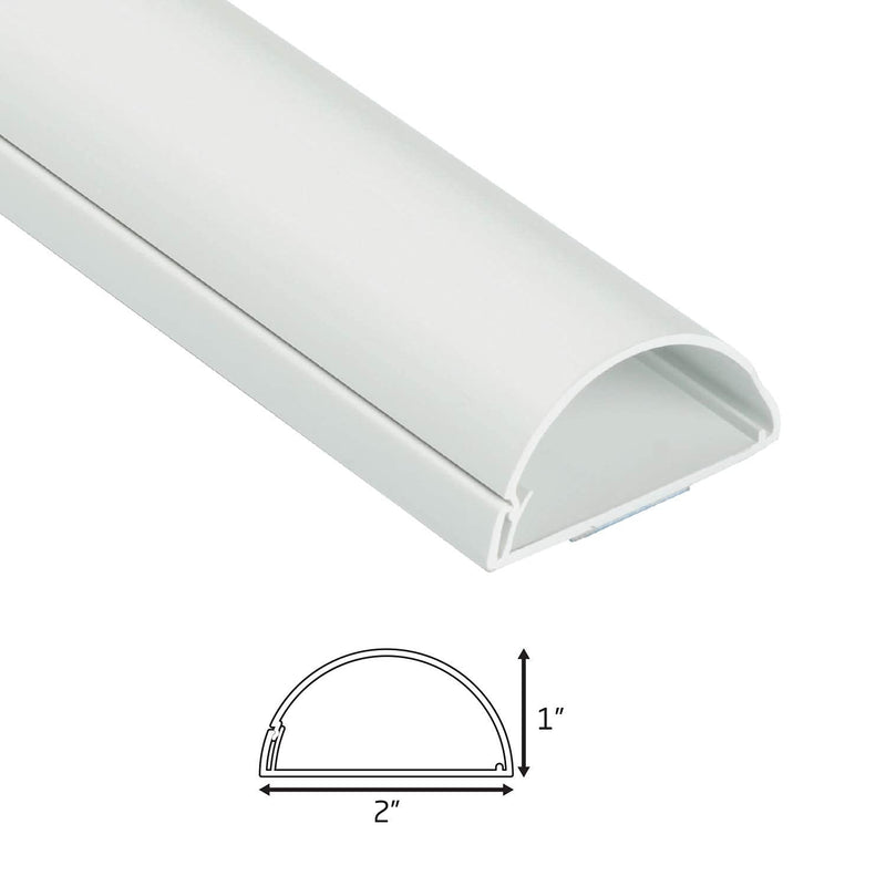  [AUSTRALIA] - D-Line 2X Large Cable Raceway 39" Lengths & Accessory Pack - 2X 2 (W) x 1" (H) x 39" Lengths (6.56ft Total) with 5 Accessories - White