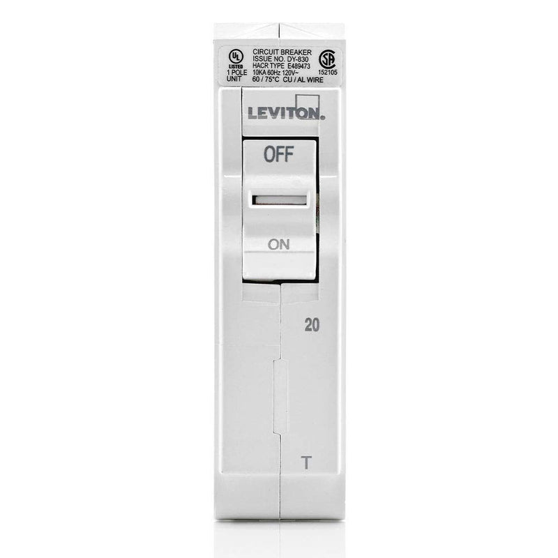  [AUSTRALIA] - Leviton LB120-T 20A 1-Pole Plug-On Standard Branch Circuit Breaker, Thermal Magnetic, 120 VAC, White 1-Pole 20-Amp