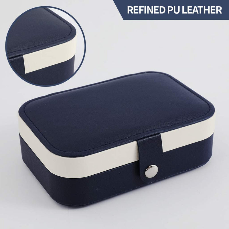 [AUSTRALIA] - DerBlue Travel Jewelry Case,Small Jewelry Box,Portable Travel Jewelry Box Organizer Display Storage Case for Rings and Earrings (Navy) Navy