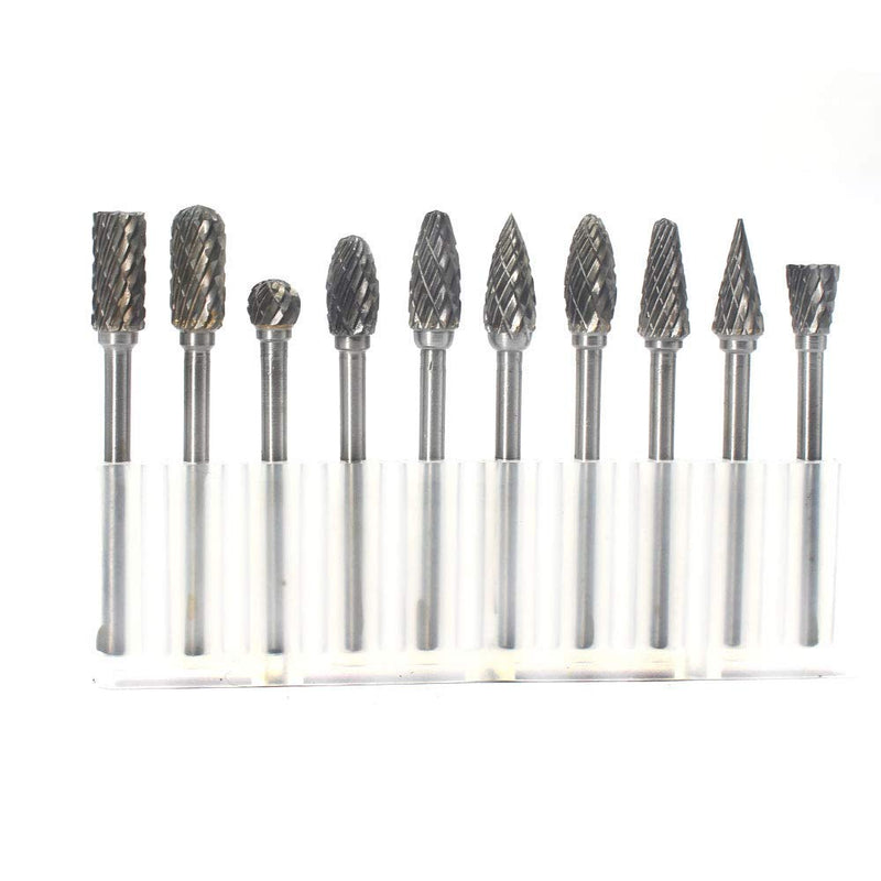 Carbide Burr Set JESTUOUS 1/8 Inch Shank with 1/4 Inch Head Double Cut Rotary Burrs Die Grinder Drill Bits for Woodworking Engraving Drilling Carving,10pcs - LeoForward Australia