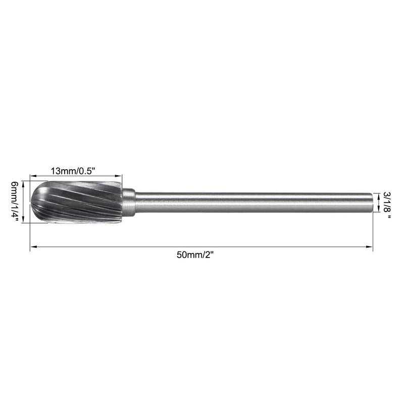 uxcell Tungsten Carbide Rotary Files 1/8" Shank, Single Cut Cylindrical Radius End Rotary Burrs Tool 6mm Dia, for Die Grinder Drill Bit Alloy Steel Hard Metal Carving Polishing, 3pcs - LeoForward Australia