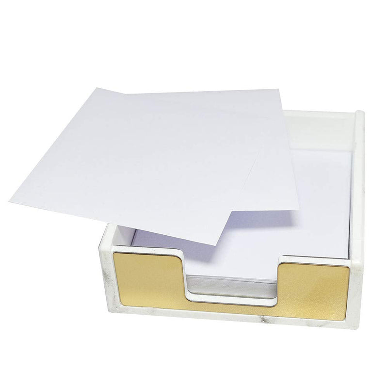  [AUSTRALIA] - MultiBey Sticky Notes Pad Holder Memo Dispensers Rose Gold with Marble White Texture Desk Supplies Organizer Accessories (Gold)