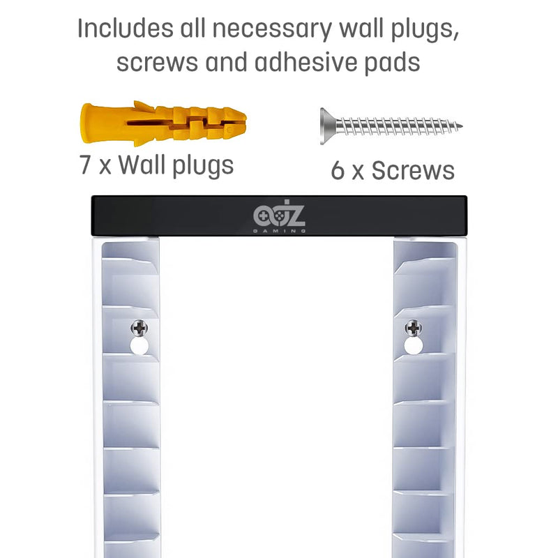  [AUSTRALIA] - ADZ Game Case Shelf and Controller Wall Mount Holders, Wall Mounted Video Game Organizer Stand for PS5, PS4, PS3, Xbox One & Xbox Series X Games, Controllers and Headphones. White