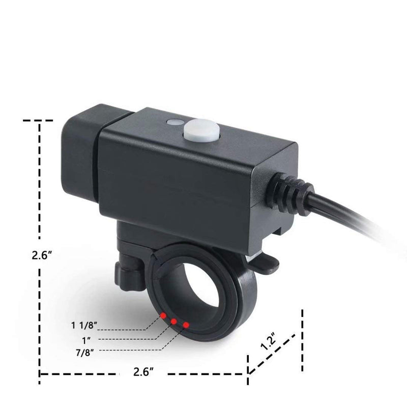  [AUSTRALIA] - iMESTOU 5V 2.1A Motorcycle Dual USB Phone Charger Adapter with ON/Off Switch Waterproof Ports Smart Charging Socket Fused Work with 12V/24V ATV UTV Lawn Mower etc. Double USB+O ring