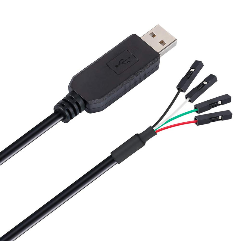 DTECH USB to TTL Serial 3.3V Adapter Cable TX RX Signal 4 Pin 0.1 inch Pitch Female Socket PL2303 Prolific Chip Windows 10 8 7 XP Vista (6ft, Black) 6ft/1.8m - LeoForward Australia