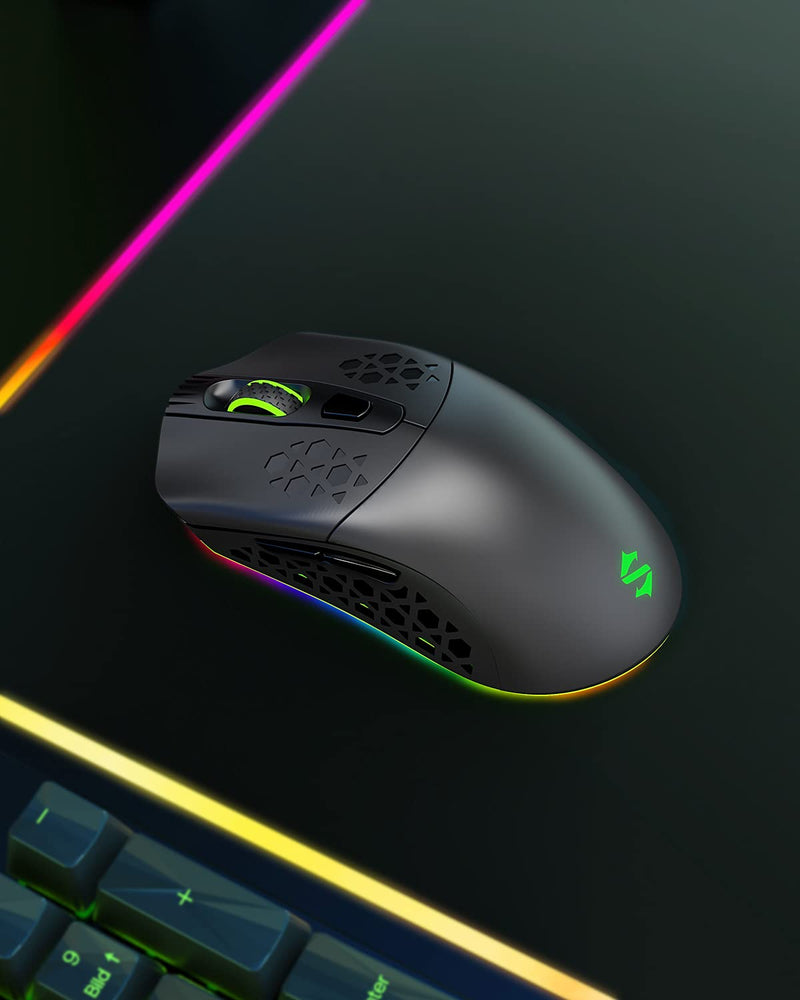  [AUSTRALIA] - Black Shark Gaming Mouse, Honeycomb Wireless Gaming Mouse, 6 Programmed Buttons, 10K DPI, Rechargeable Computer Mouse, RGB Wireless Mouse for Laptop PC Mac