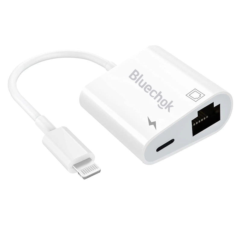  [AUSTRALIA] - Lightning to Ethernet Adapter with Charging for iPhone/iPad [Apple MFi Certified] 2 in 1 RJ45 Ethernet High Speed iPhone LAN Network Adapter Support 100 Mbps Ethernet Network White