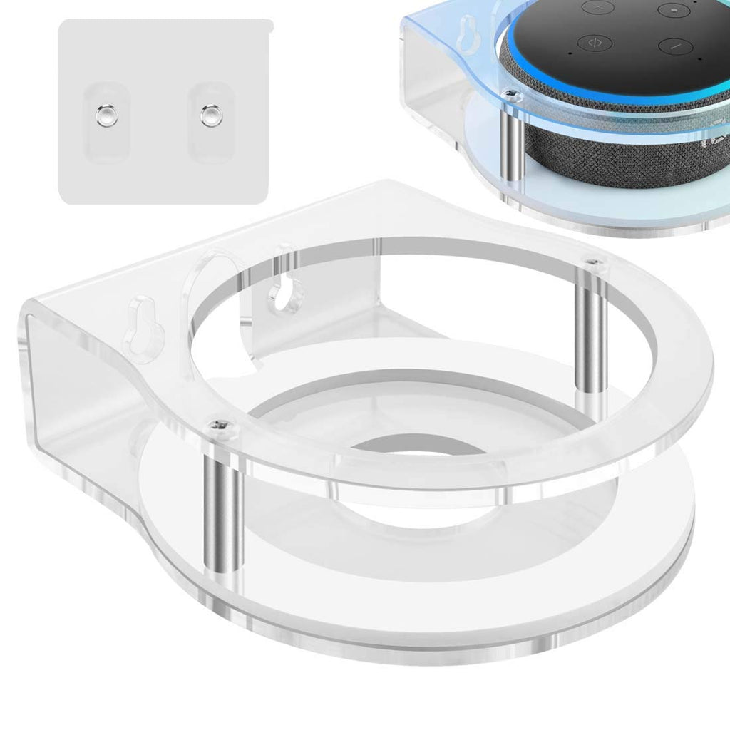  [AUSTRALIA] - Geekria Acrylic Wall Mount Compatible with Echo Dot (3rd Gen) Smart Speaker with an LED Clock and Alexa, Speaker Stand Stable Guard Holder (Clear)