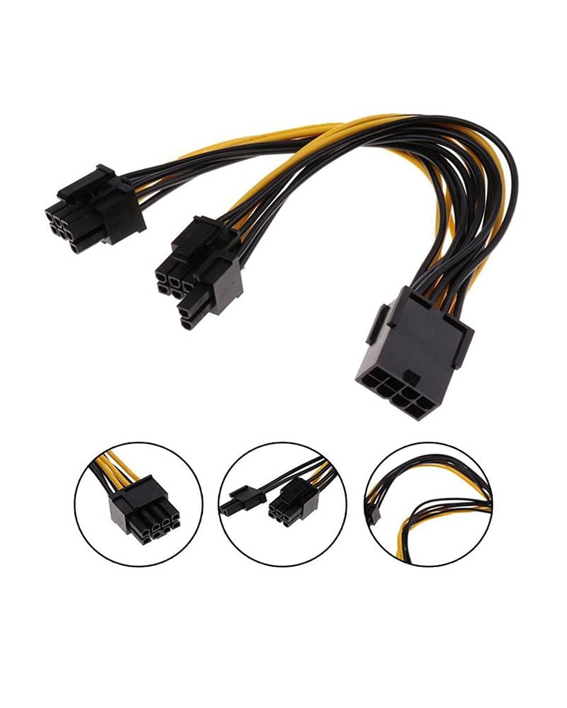  [AUSTRALIA] - (6 Pack) GPU VGA PCIe 8 Pin Female to Dual 8 Pin (6+2) Male PCI Express Adapter Splitter Power Cable 9 inch