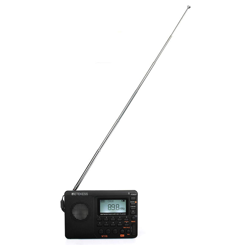  [AUSTRALIA] - Retekess V115 Digital AM FM Radio Portable, Rechargeable Radio Digital Tuner, 9 Band Shortwave Radios, Support Micro SD Card and AUX Recording
