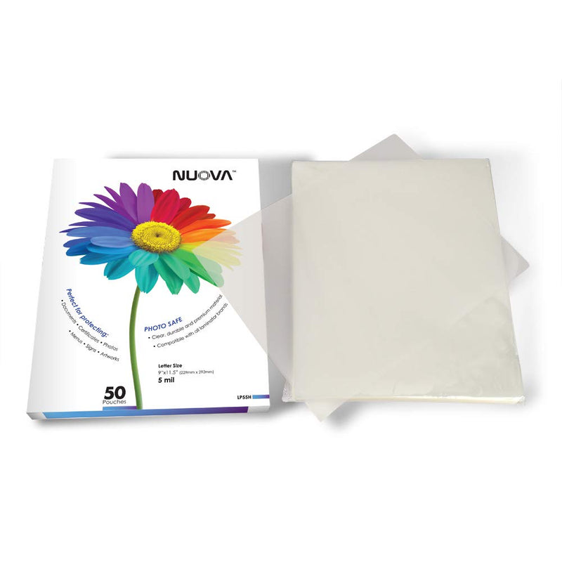 Nuova LP50H Thermal Laminating Pouches 9 x 11.5 Inches, Letter Size, 50-Sheets (3-mil) 50-Sheets (3-mil) 3-mil - LeoForward Australia