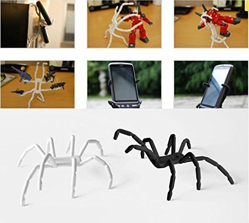 [AUSTRALIA] - Aulzaju Universal Multi-Function Flexible Spider Phone Stand Car Holder Hanging Mount for iPhone,Moto,Google,Oneplus,Samsung,Andriod All Mobile Phones in Car Bicycle Desk Plane (4 Pack Black)