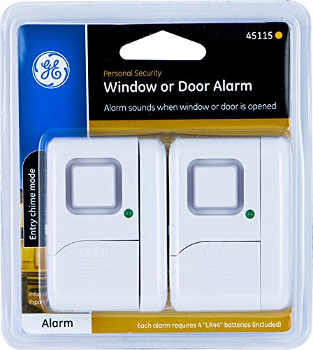  [AUSTRALIA] - GE 45115 Personal Security Window/Door, 2-Pack, DIY Protection, Burglar Alert, Wireless Chime/Alarm, Easy Installation, Ideal for Home, Garage, Apartment, Dorm, RV and Office, White, 2 Count 2 Pack